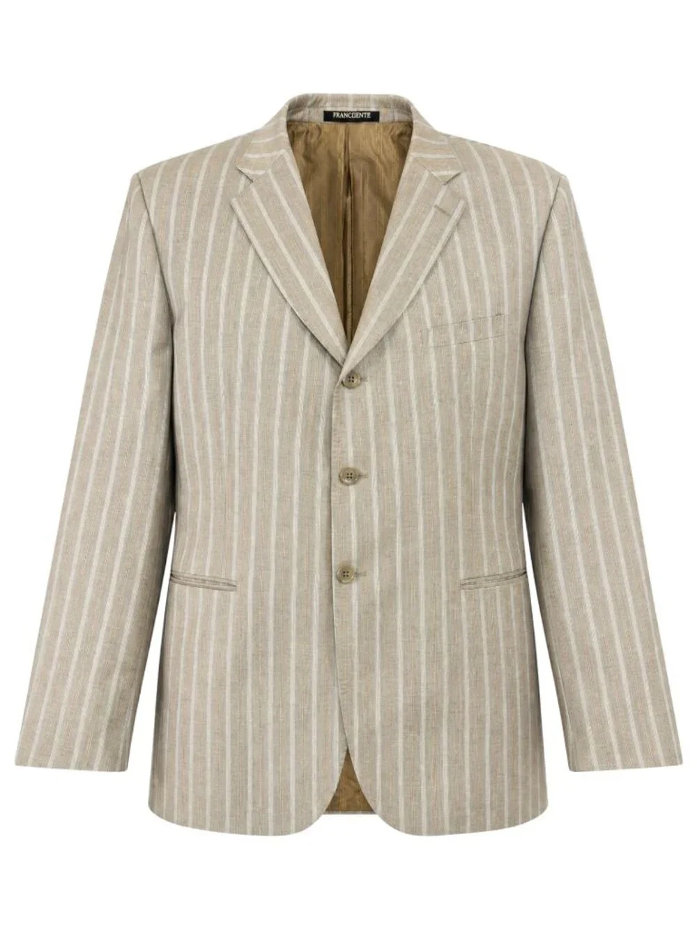 Franchente Mens Beige Striped Blazer 52S